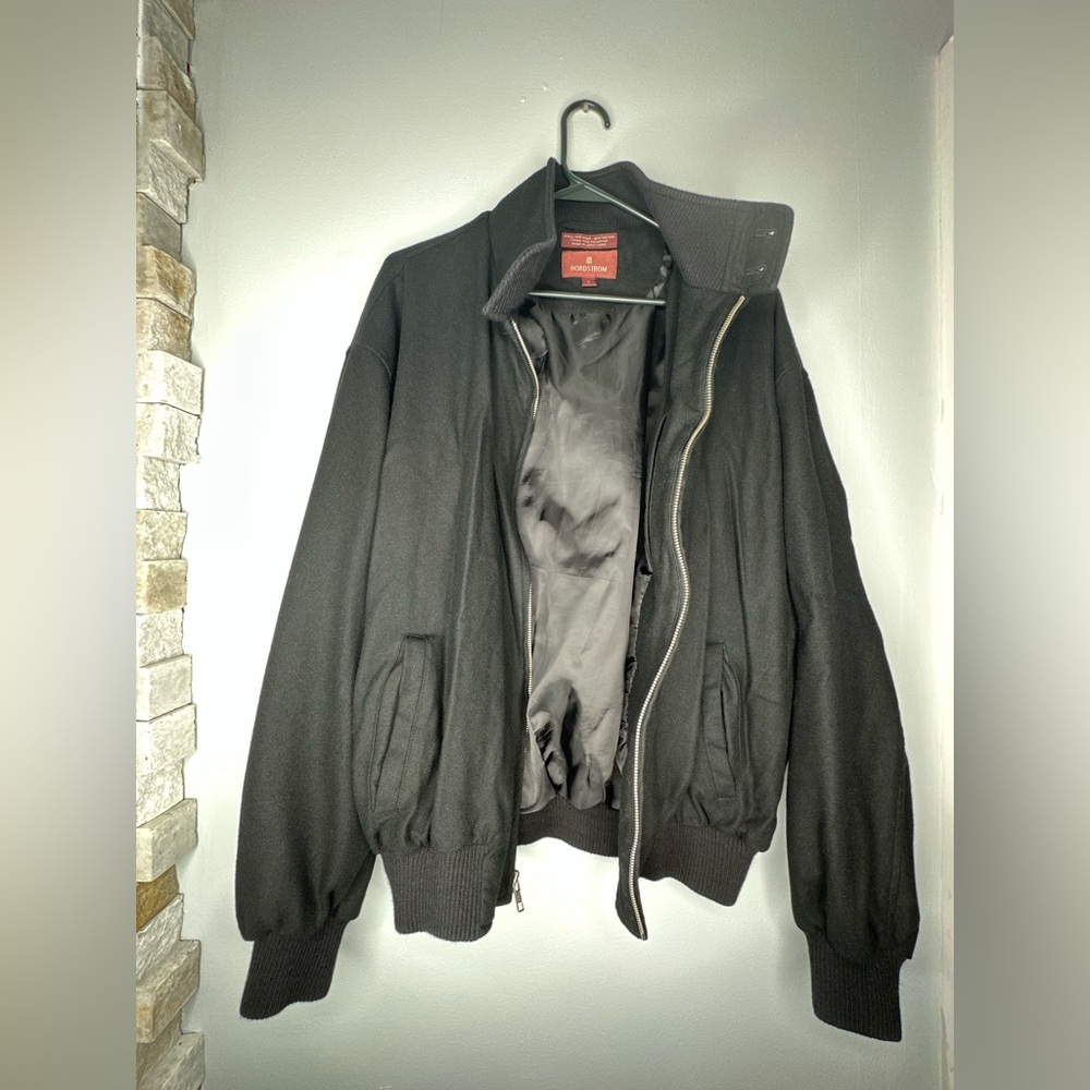 Nordstrom Men’s Black Wool Blend Bomber Jacket Size L